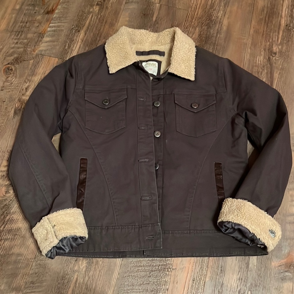 Mountain khaki Sherpa lined barn jacket